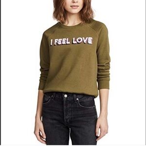 Rebecca Minkoff I Feel Love Green Pullover Crewneck Sweatshirt